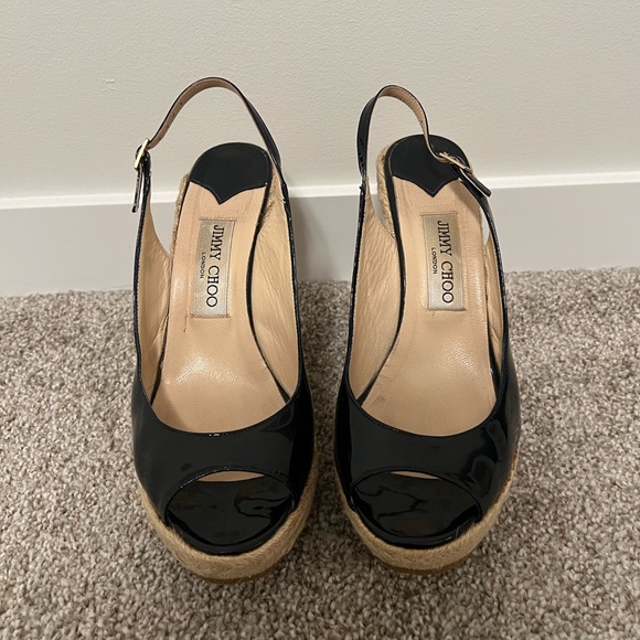 Jimmy Choo Navy Blue Platform Espadrilles Size 38 - Picture 2 of 6